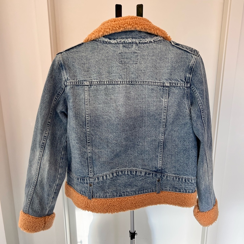 We The Free Rylee Cozy Blue Denim Moto Jacket - Picture 3 of 12